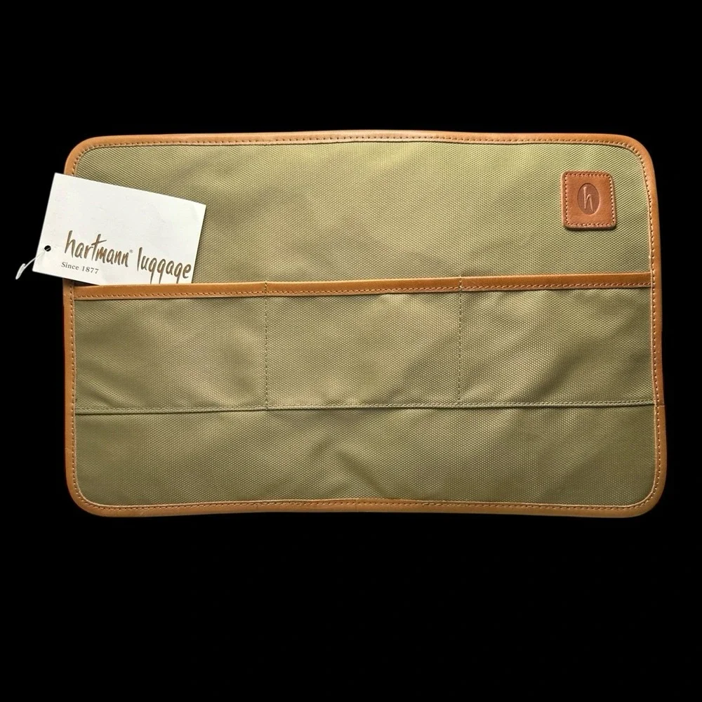 Hartmann Luggage - Computer Sleeve - Khaki/Olive - Tan Leather Trim - 14x9 3/4‎
